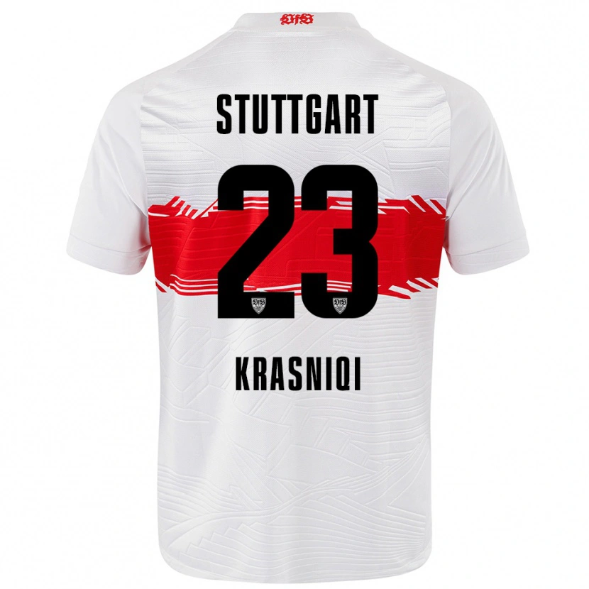 Danxen Hombre Camiseta Elton Krasniqi #23 Blanco Rojo 1ª Equipación 2025/26 La Camisa