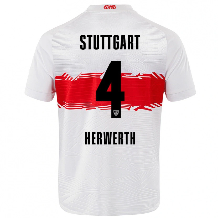 Danxen Hombre Camiseta Maximilian Herwerth #4 Blanco Rojo 1ª Equipación 2025/26 La Camisa