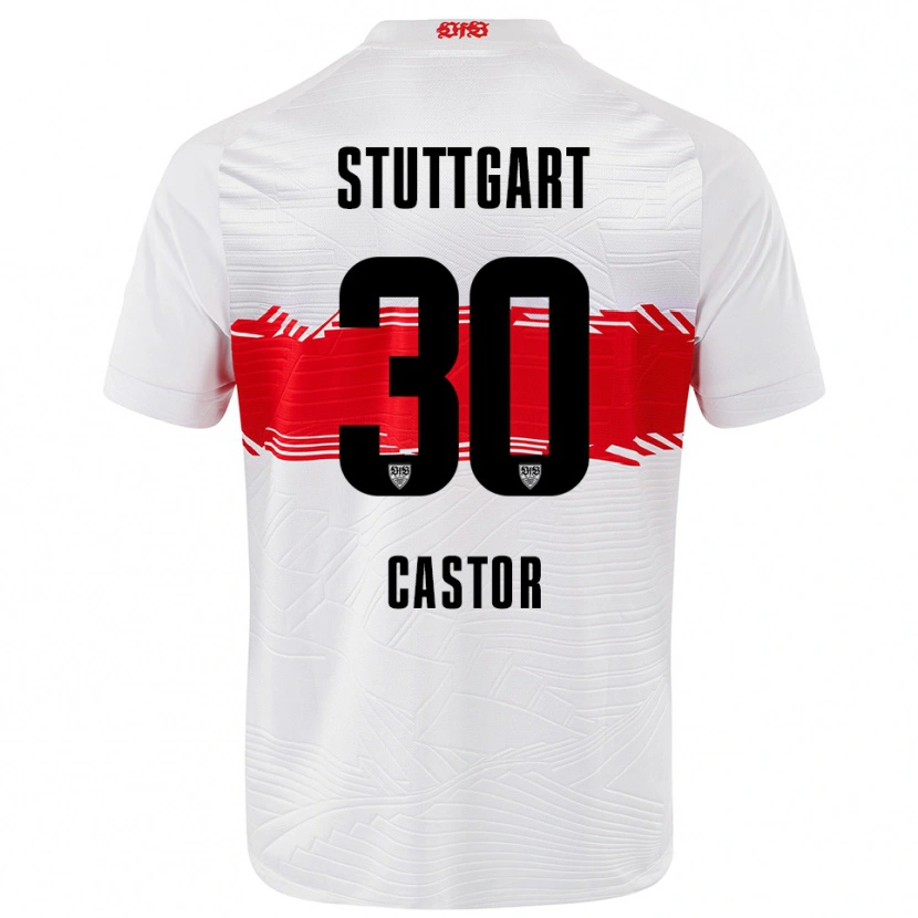 Danxen Hombre Camiseta Joy Castor #30 Blanco Rojo 1ª Equipación 2025/26 La Camisa