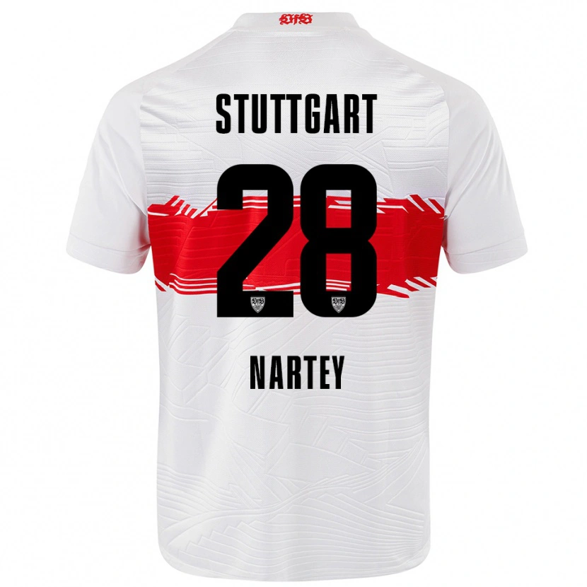 Danxen Hombre Camiseta Nikolas Nartey #28 Blanco Rojo 1ª Equipación 2025/26 La Camisa