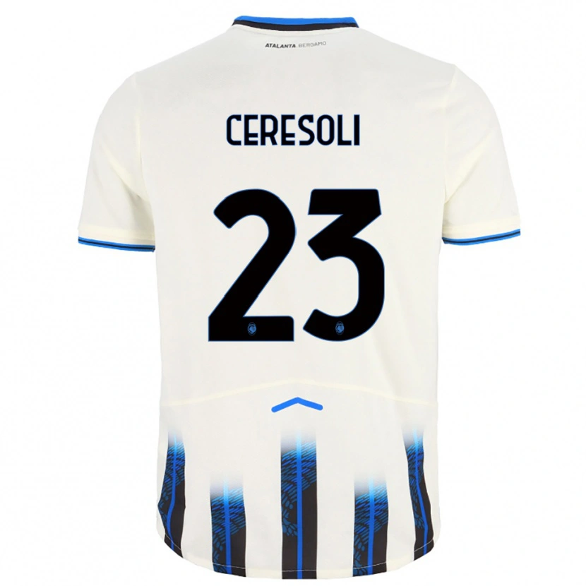 Danxen Hombre Camiseta Andrea Ceresoli #23 Blanco Azul 2ª Equipación 2025/26 La Camisa