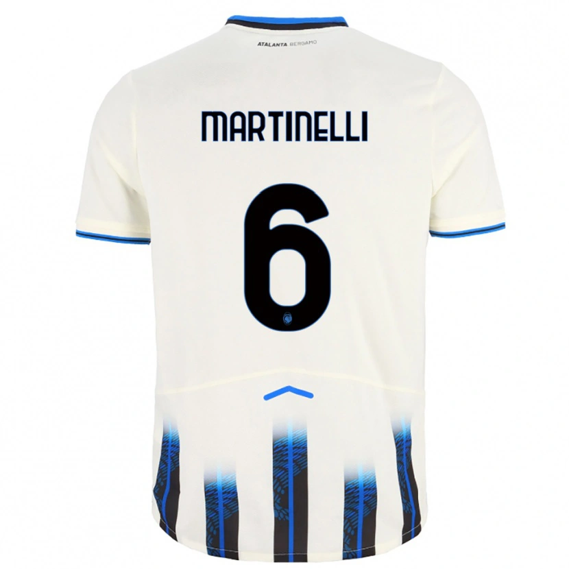 Danxen Hombre Camiseta Gabriel Martinelli #6 Blanco Azul 2ª Equipación 2025/26 La Camisa