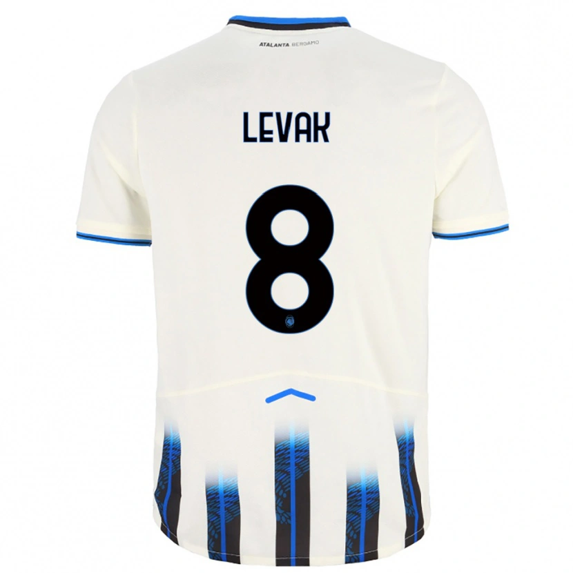 Danxen Hombre Camiseta Sergej Levak #8 Blanco Azul 2ª Equipación 2025/26 La Camisa