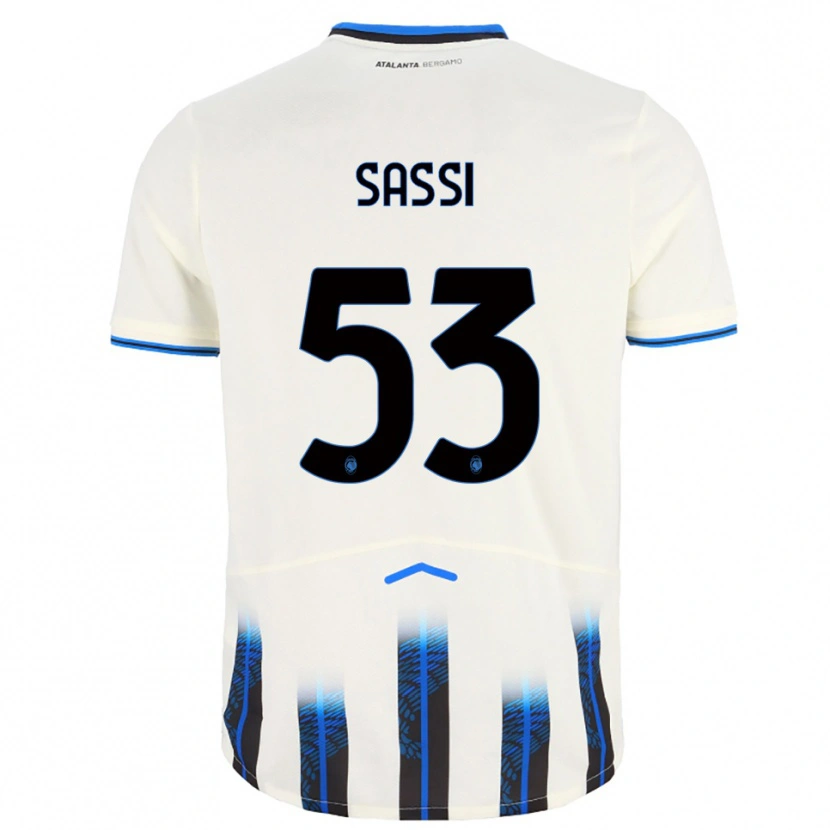 Danxen Hombre Camiseta Jacopo Sassi #53 Blanco Azul 2ª Equipación 2025/26 La Camisa