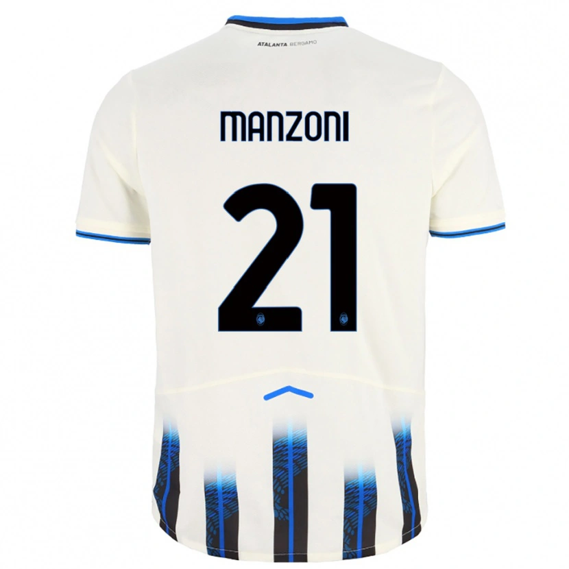 Danxen Hombre Camiseta Alberto Manzoni #21 Blanco Azul 2ª Equipación 2025/26 La Camisa