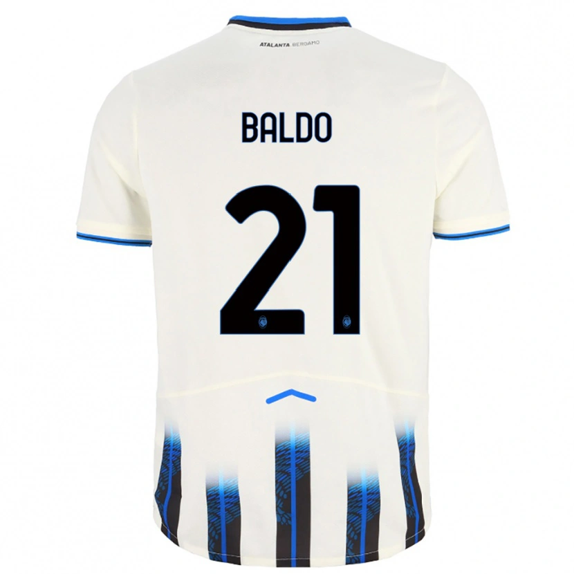 Danxen Hombre Camiseta Nicolò Baldo #21 Blanco Azul 2ª Equipación 2025/26 La Camisa