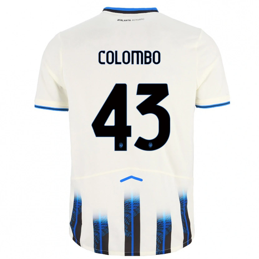 Danxen Hombre Camiseta Matteo Colombo #43 Blanco Azul 2ª Equipación 2025/26 La Camisa