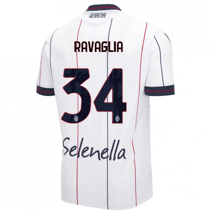Danxen Hombre Camiseta Federico Ravaglia #34 Blanco Azul Real 2ª Equipación 2025/26 La Camisa