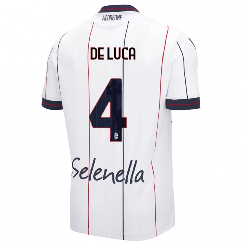 Danxen Hombre Camiseta Alessandro De Luca #4 Blanco Azul Real 2ª Equipación 2025/26 La Camisa