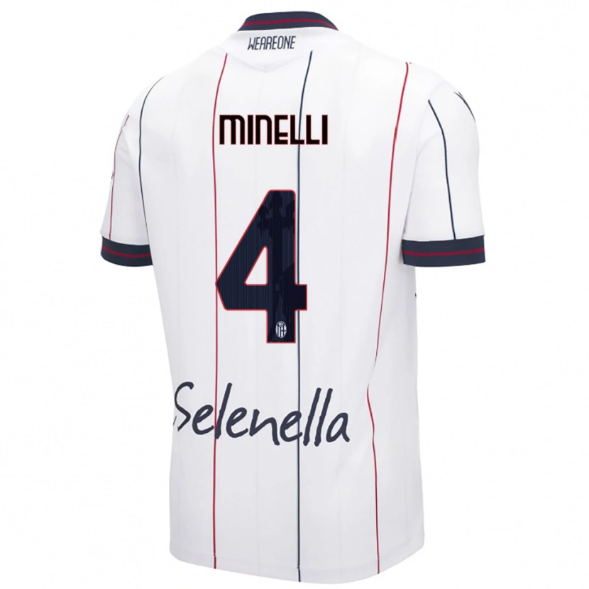 Danxen Hombre Camiseta Leo Minelli #4 Blanco Azul Real 2ª Equipación 2025/26 La Camisa