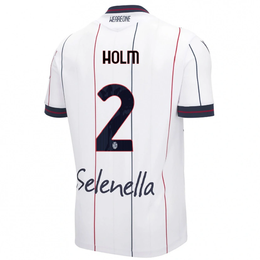 Danxen Hombre Camiseta Emil Holm #2 Blanco Azul Real 2ª Equipación 2025/26 La Camisa