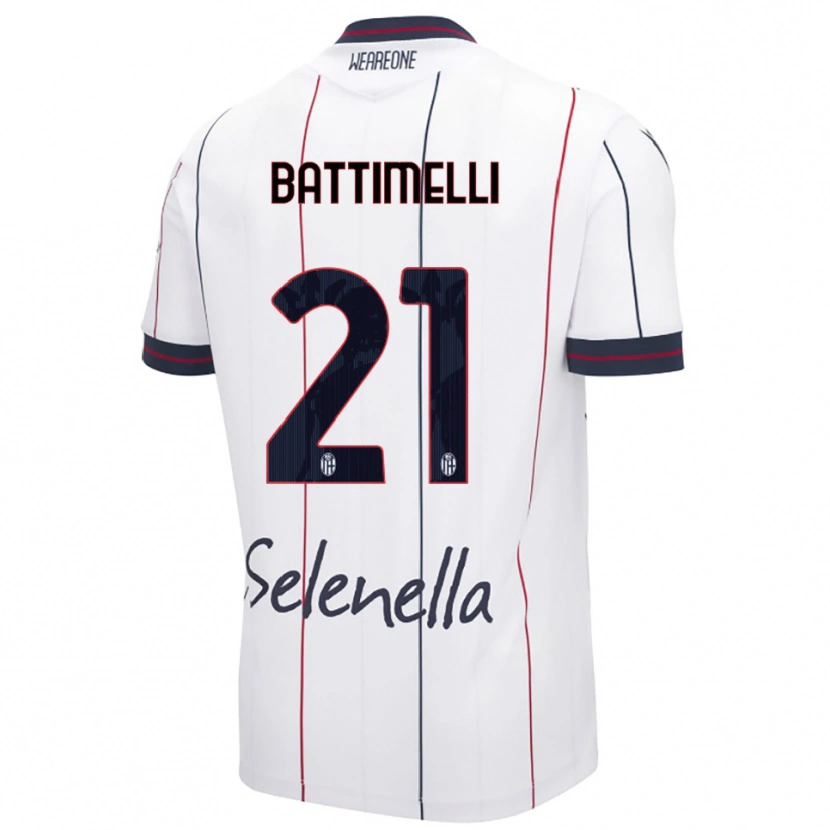 Danxen Hombre Camiseta Giuseppe Battimelli #21 Blanco Azul Real 2ª Equipación 2025/26 La Camisa