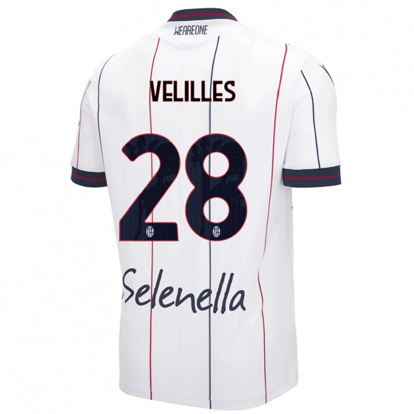 Danxen Hombre Camiseta Aarón Velilles #28 Blanco Azul Real 2ª Equipación 2025/26 La Camisa