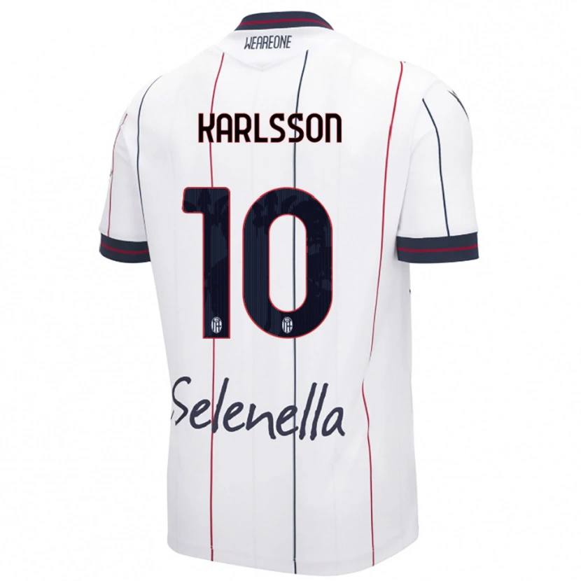Danxen Hombre Camiseta Jesper Karlsson #10 Blanco Azul Real 2ª Equipación 2025/26 La Camisa