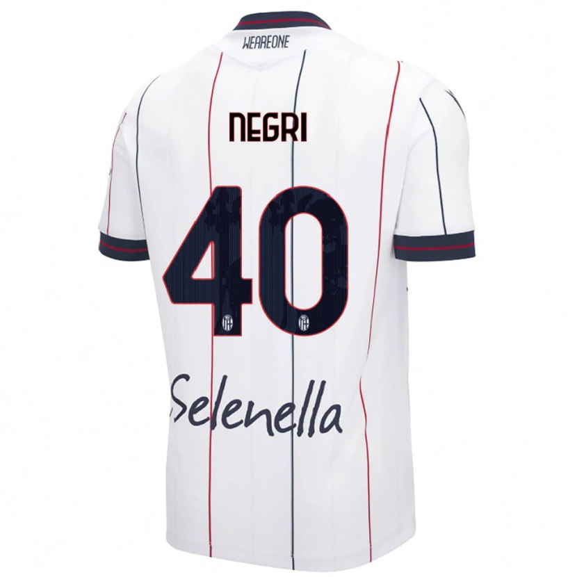 Danxen Hombre Camiseta Simone Negri #40 Blanco Azul Real 2ª Equipación 2025/26 La Camisa