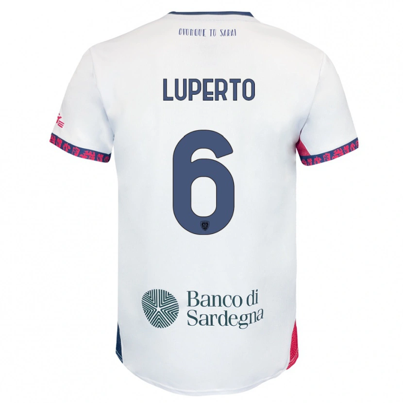 Danxen Hombre Camiseta Sebastiano Luperto #6 Blanco Marino Rojo 2ª Equipación 2025/26 La Camisa