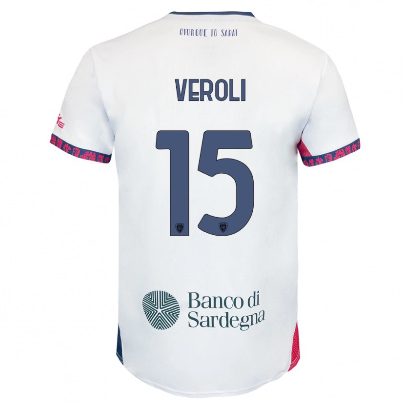 Danxen Hombre Camiseta Davide Veroli #15 Blanco Marino Rojo 2ª Equipación 2025/26 La Camisa