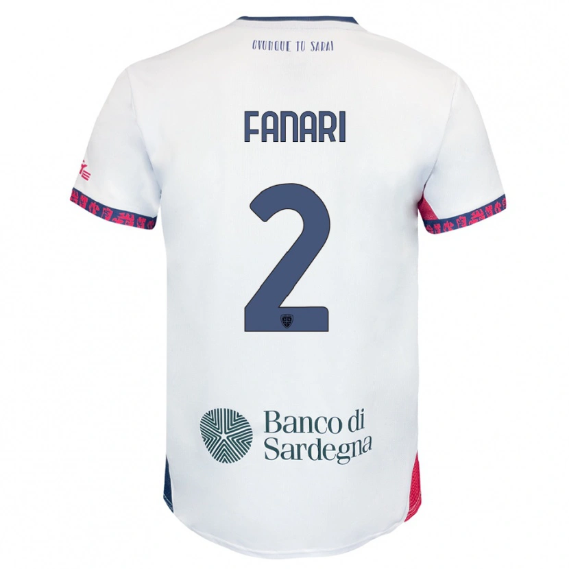 Danxen Hombre Camiseta Leonardo Fanari #2 Blanco Marino Rojo 2ª Equipación 2025/26 La Camisa