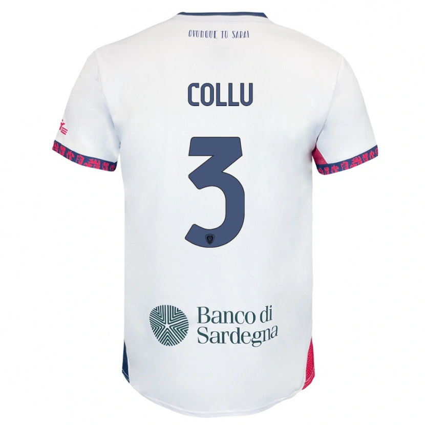 Danxen Hombre Camiseta Davide Collu #3 Blanco Marino Rojo 2ª Equipación 2025/26 La Camisa