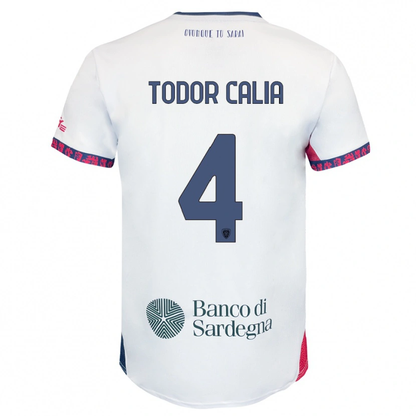 Danxen Hombre Camiseta Francesco Todor Calia #4 Blanco Marino Rojo 2ª Equipación 2025/26 La Camisa