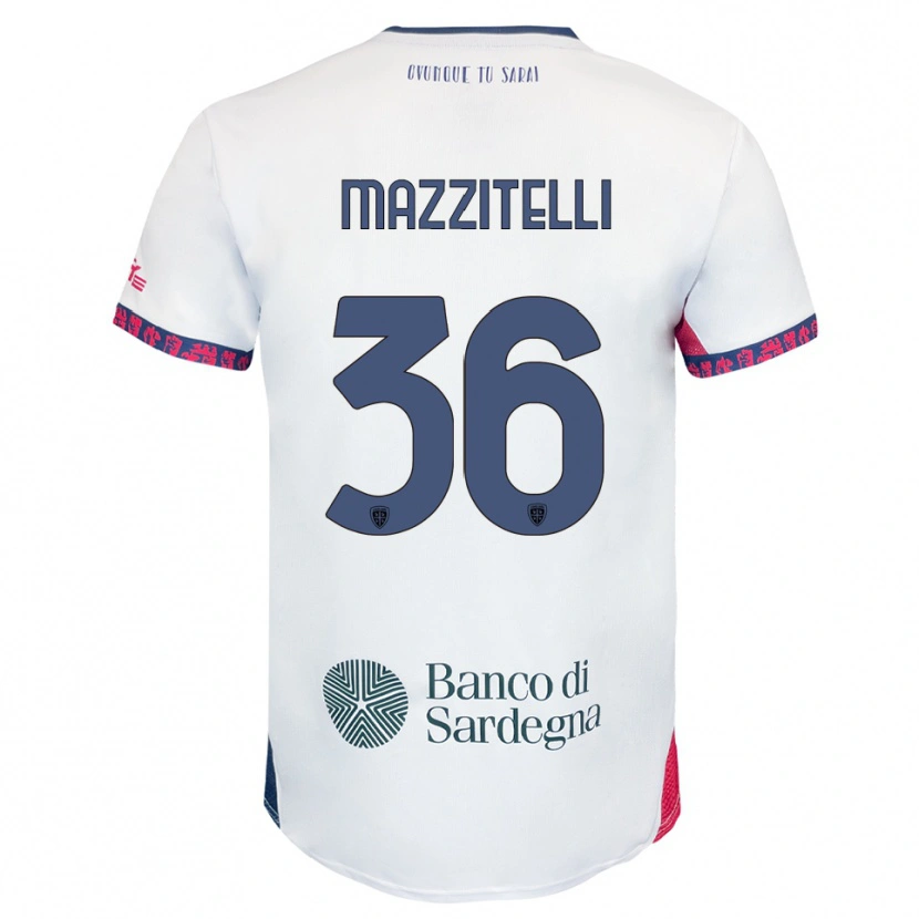 Danxen Hombre Camiseta Luca Mazzitelli #36 Blanco Marino Rojo 2ª Equipación 2025/26 La Camisa