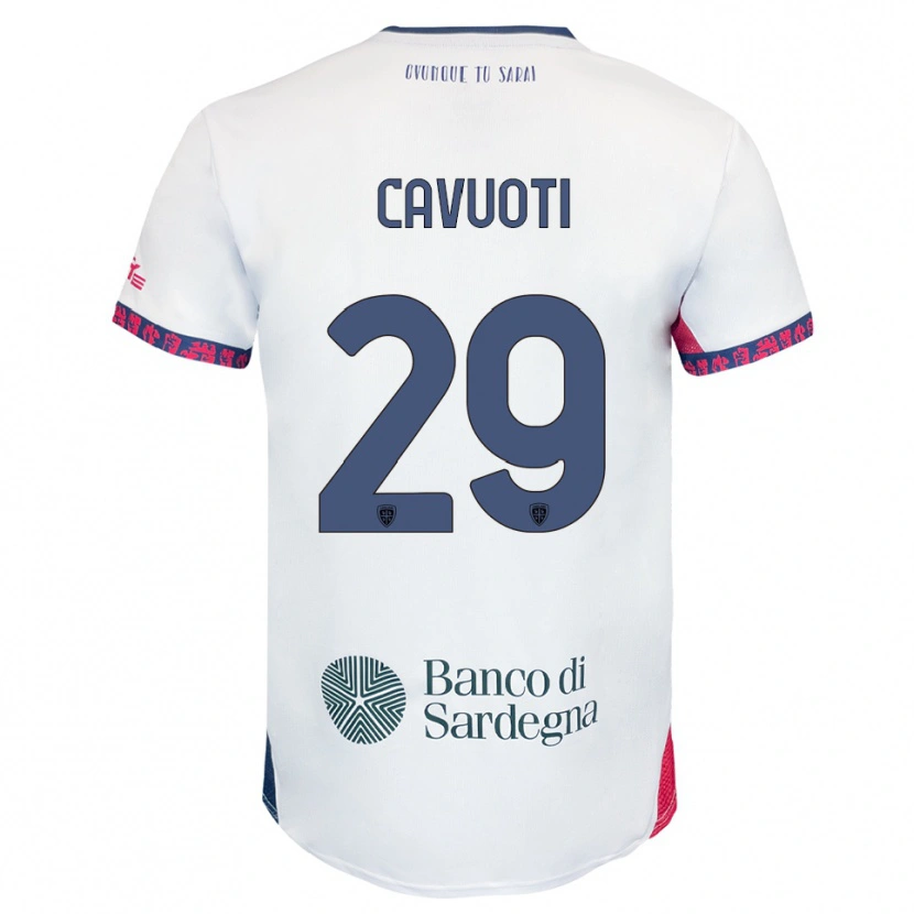 Danxen Hombre Camiseta Nicolò Cavuoti #29 Blanco Marino Rojo 2ª Equipación 2025/26 La Camisa
