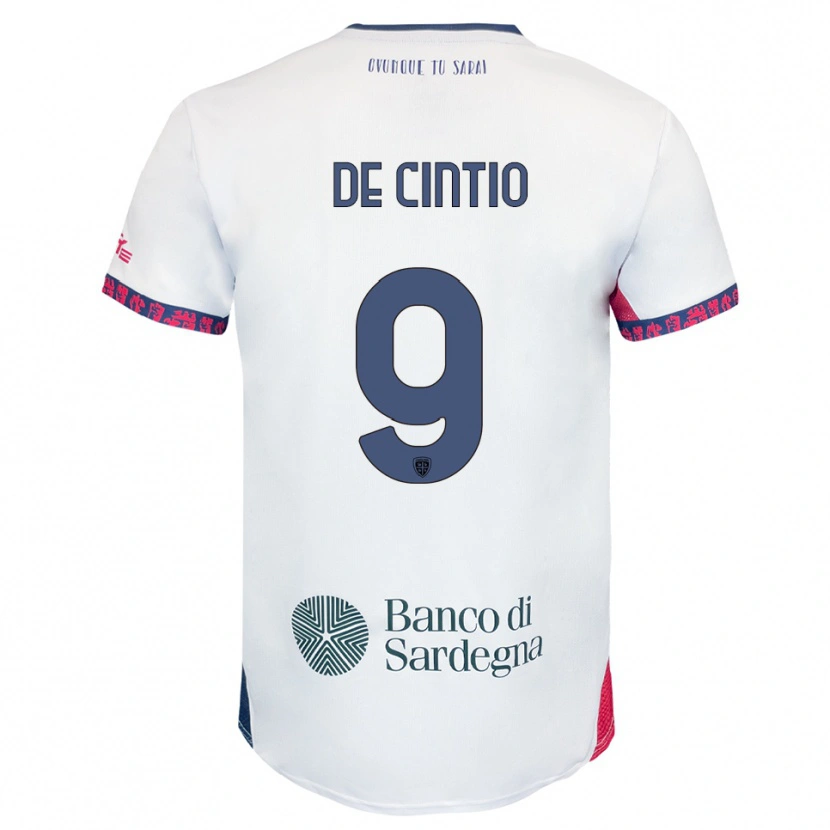Danxen Hombre Camiseta Jacopo De Cintio #9 Blanco Marino Rojo 2ª Equipación 2025/26 La Camisa