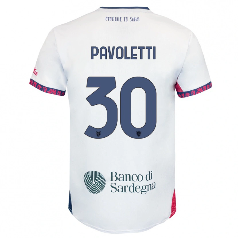 Danxen Hombre Camiseta Leonardo Pavoletti #30 Blanco Marino Rojo 2ª Equipación 2025/26 La Camisa