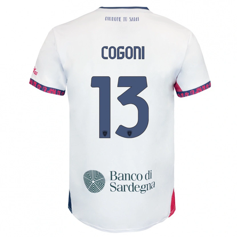 Danxen Hombre Camiseta Andrea Cogoni #13 Blanco Marino Rojo 2ª Equipación 2025/26 La Camisa