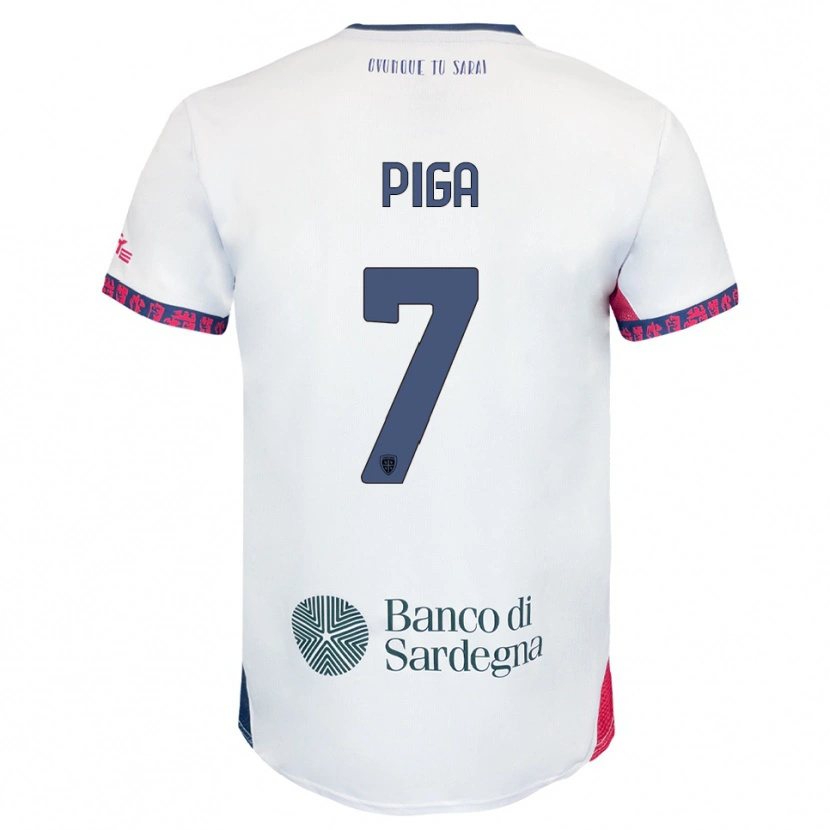 Danxen Hombre Camiseta Renato Piga #7 Blanco Marino Rojo 2ª Equipación 2025/26 La Camisa