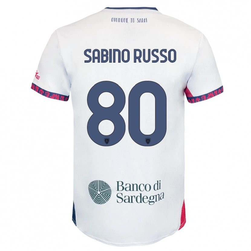 Danxen Hombre Camiseta Alessandro Sabino Russo #80 Blanco Marino Rojo 2ª Equipación 2025/26 La Camisa