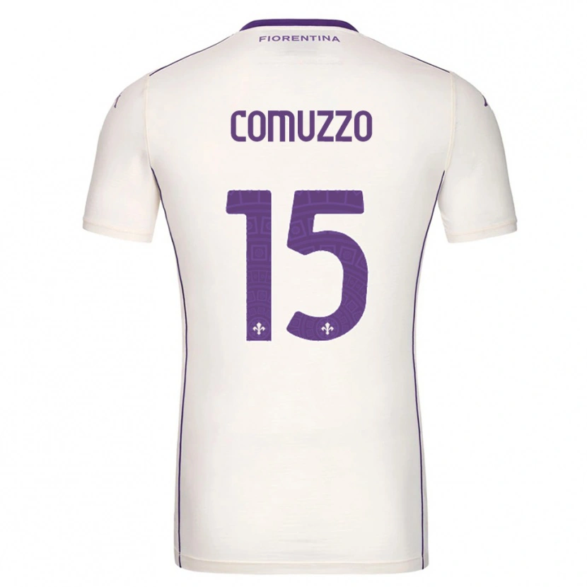 Danxen Hombre Camiseta Pietro Comuzzo #15 Blanco Púrpura Rojo 2ª Equipación 2025/26 La Camisa