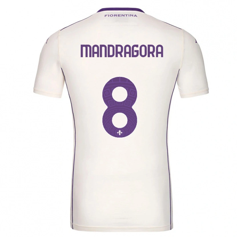Danxen Hombre Camiseta Rolando Mandragora #8 Blanco Púrpura Rojo 2ª Equipación 2025/26 La Camisa