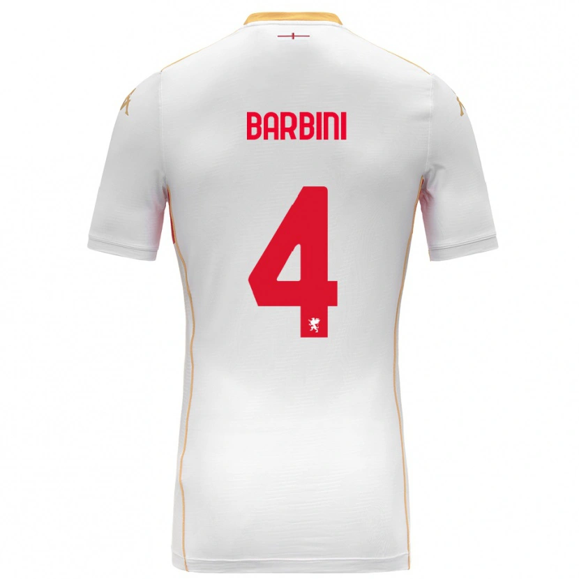 Danxen Hombre Camiseta Matteo Barbini #4 Blanco Rojo 2ª Equipación 2025/26 La Camisa