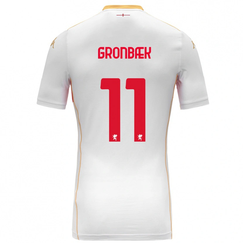 Danxen Hombre Camiseta Albert Grønbæk #11 Blanco Rojo 2ª Equipación 2025/26 La Camisa
