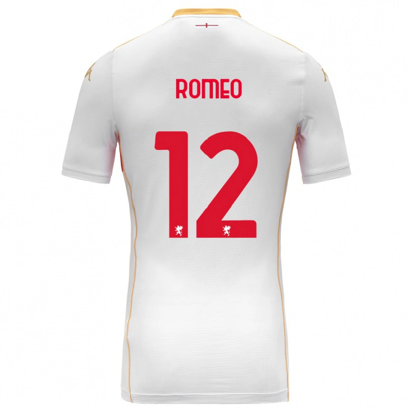 Danxen Hombre Camiseta Emanuele Romeo #12 Blanco Rojo 2ª Equipación 2025/26 La Camisa