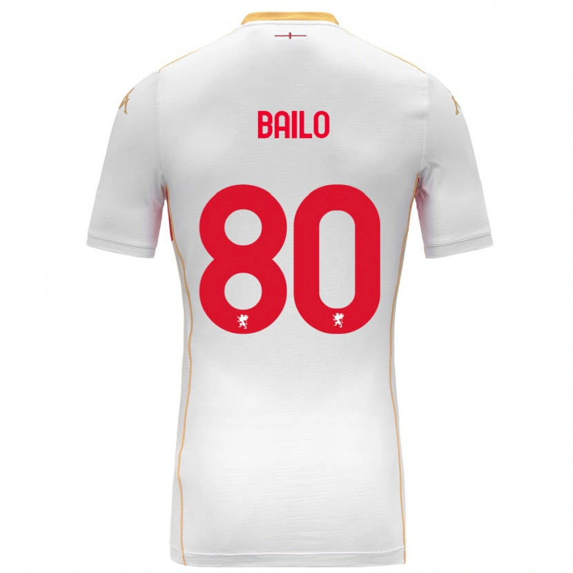 Danxen Hombre Camiseta Giorgio Bailo #80 Blanco Rojo 2ª Equipación 2025/26 La Camisa