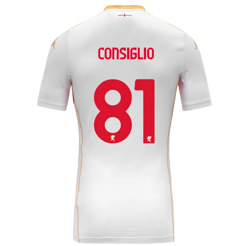 Danxen Hombre Camiseta Leonardo Consiglio #81 Blanco Rojo 2ª Equipación 2025/26 La Camisa