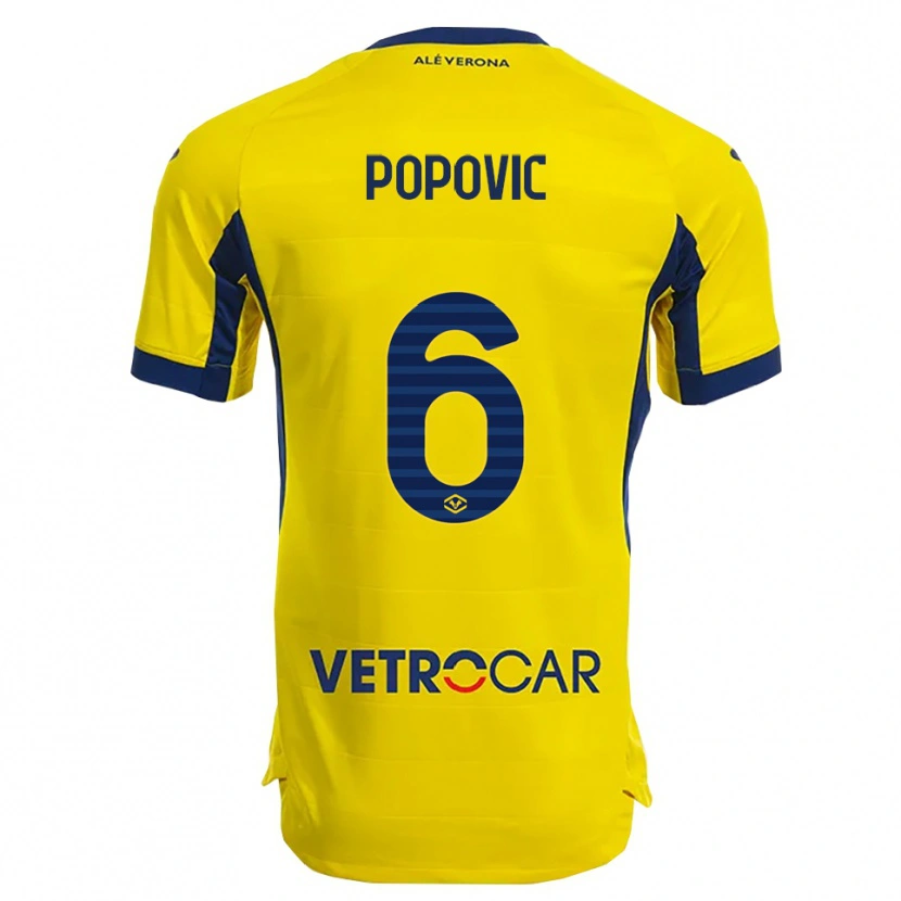 Danxen Hombre Camiseta Andrej Popovic #6 Amarillo Marino 2ª Equipación 2025/26 La Camisa