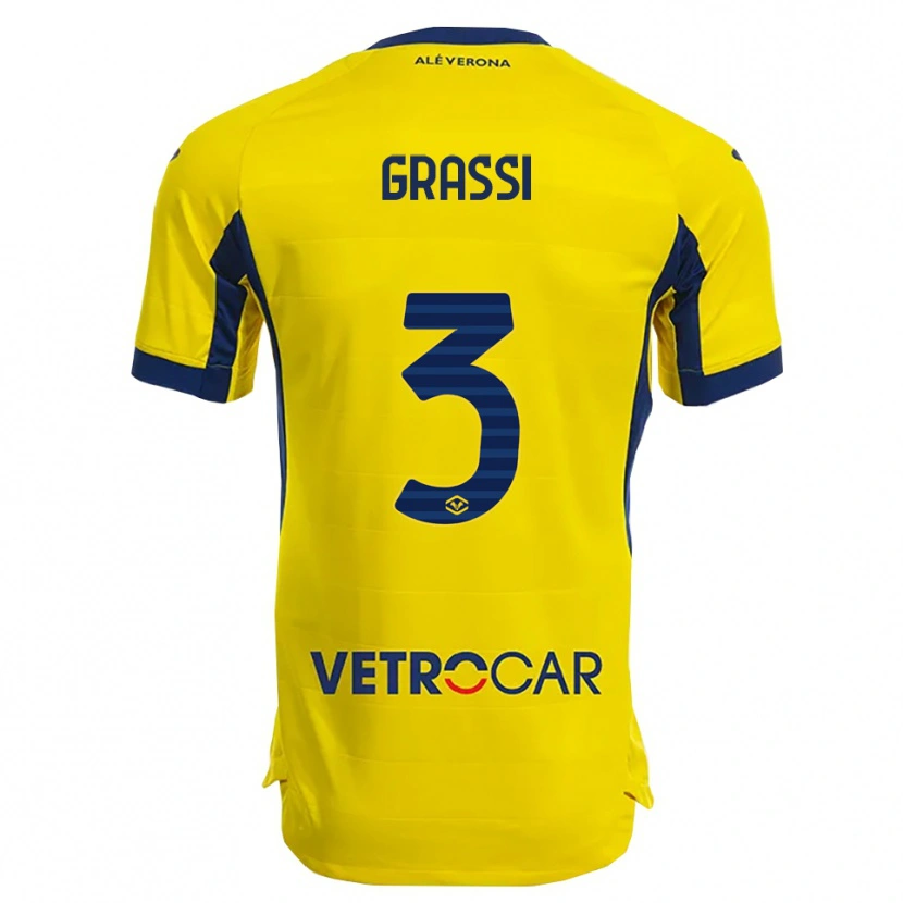Danxen Hombre Camiseta Pierfrancesco Grassi #3 Amarillo Marino 2ª Equipación 2025/26 La Camisa