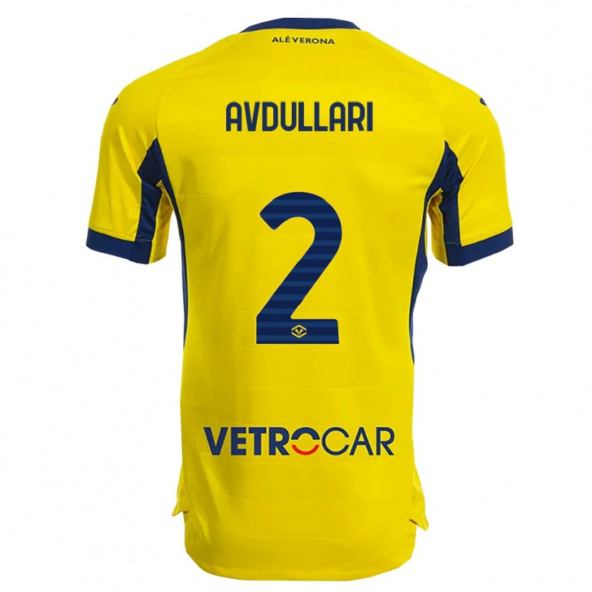 Danxen Hombre Camiseta Davide Avdullari #2 Amarillo Marino 2ª Equipación 2025/26 La Camisa