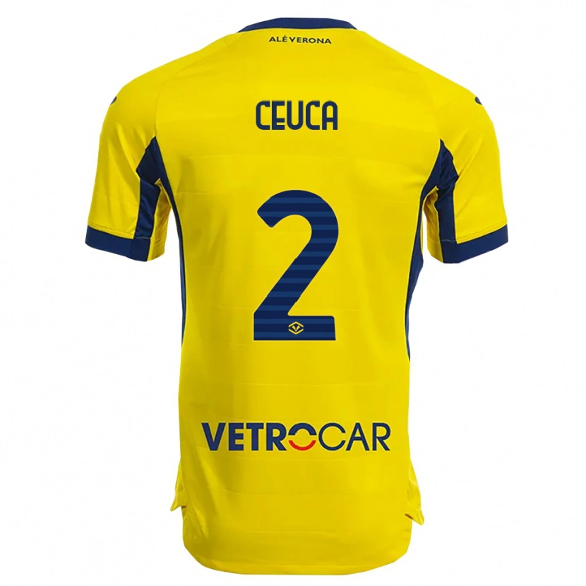 Danxen Hombre Camiseta Matei Ceuca #2 Amarillo Marino 2ª Equipación 2025/26 La Camisa