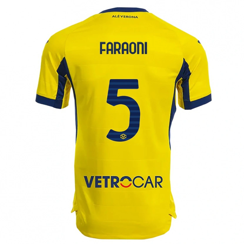 Danxen Hombre Camiseta Davide Faraoni #5 Amarillo Marino 2ª Equipación 2025/26 La Camisa