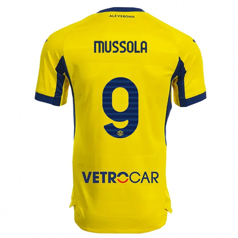 Danxen Hombre Camiseta Matteo Mussola #9 Amarillo Marino 2ª Equipación 2025/26 La Camisa