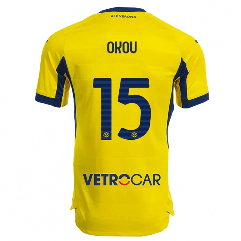 Danxen Hombre Camiseta Yllan Okou #15 Amarillo Marino 2ª Equipación 2025/26 La Camisa