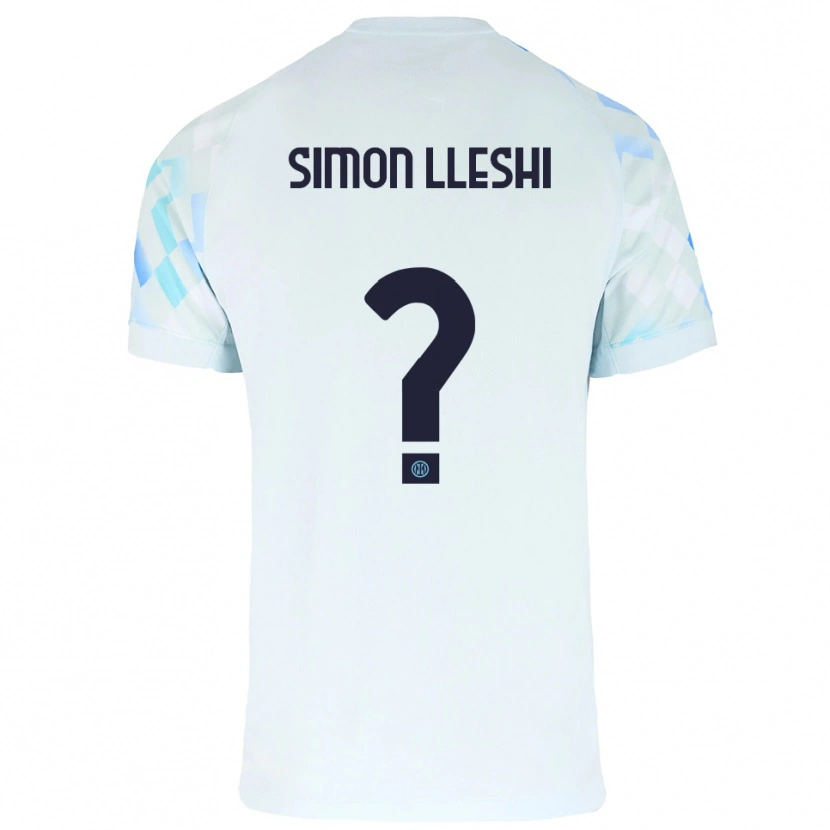 Danxen Hombre Camiseta Simon Lleshi #0 Blanco Azul 2ª Equipación 2025/26 La Camisa