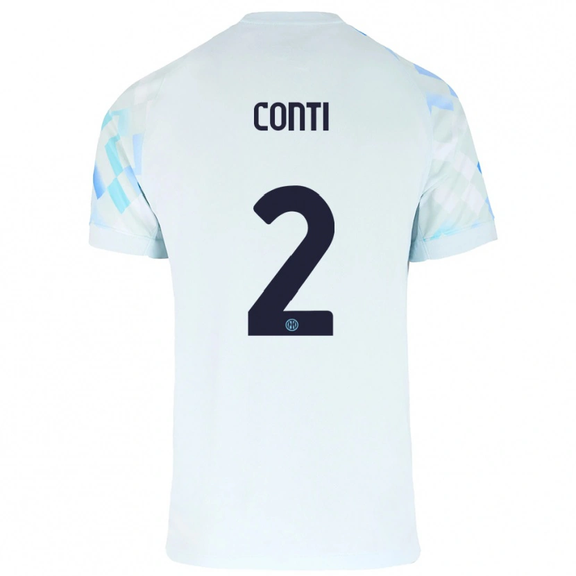 Danxen Hombre Camiseta Arturo Conti #2 Blanco Azul 2ª Equipación 2025/26 La Camisa
