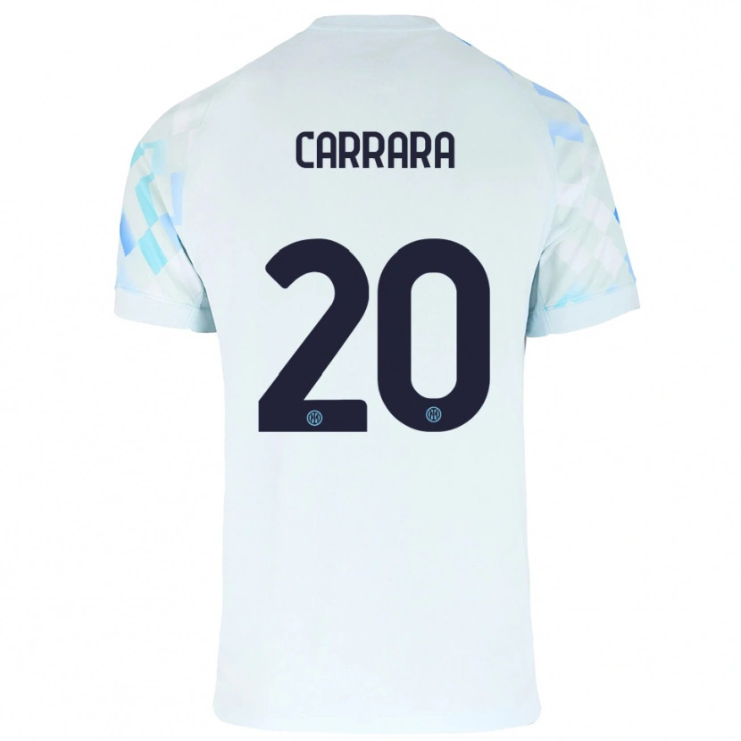 Danxen Hombre Camiseta Cristian Carrara #20 Blanco Azul 2ª Equipación 2025/26 La Camisa