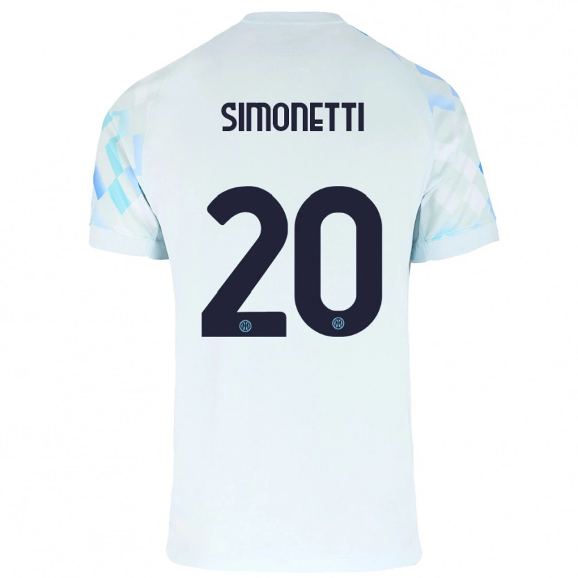 Danxen Hombre Camiseta Flaminia Simonetti #20 Blanco Azul 2ª Equipación 2025/26 La Camisa