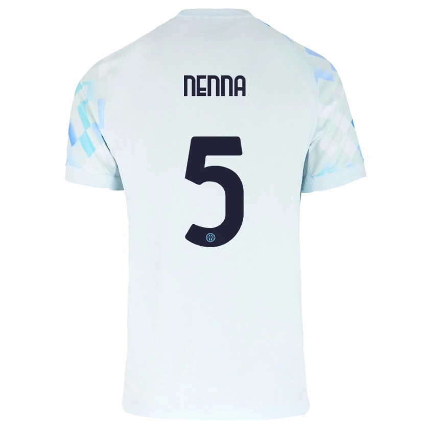 Danxen Hombre Camiseta Alessandro Nenna #5 Blanco Azul 2ª Equipación 2025/26 La Camisa